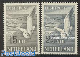 Netherlands 1951 Airmail 2v, Mint NH, Nature - Birds - Art - Bridges And Tunnels - Correo Aéreo