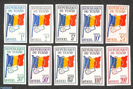 Chad 1966 On Service 10v, Imperforated, Mint NH, History - Various - Flags - Maps - Autres & Non Classés