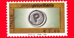 ITALIA - Usato - 2004 - Posta Prioritaria, Diciture S.p.a. - Impronta Della Lettera  P - 2,00 - 2001-10: Usati