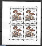 Czechoslovkia 1989 Mushrooms, Booklet Pane (booklet Never Issued), Mint NH, Nature - Mushrooms - Other & Unclassified
