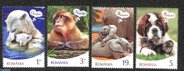 Romania 2019 Animal Emotions 4v, Mint NH, Nature - Animals (others & Mixed) - Bears - Cats - Dogs - Elephants - Monkeys - Nuovi