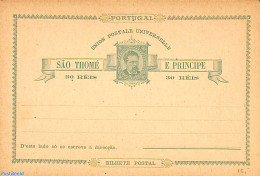 Sao Tome/Principe 1885 Postcard 30r, Unused Postal Stationary - São Tomé Und Príncipe
