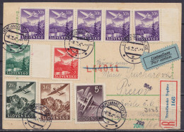 Slovaquie - Carte Par Avion En Recommandée Affr. 13Ks (poste Aérienne) Càpt TRENCIANSKE TEPLICE /-6.VIII 1942 Pour PRERO - Covers & Documents