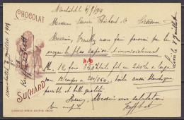 Suisse - EP CP 5c Vert Repiqué Chocolats Suchard (2 Fillettes) + 5c Flam. "NEUCHATEL /6.VIII.1914/ EXP. LETTR" Pour GERA - Enteros Postales