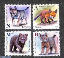 Belarus 2020 Young Wild Animals 4v, Mint NH, Nature - Animals (others & Mixed) - Bears - Cat Family - Wild Mammals - Bielorrusia