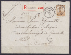 L. Recommandée Affr. N°113 Càd TRAZEGNIES /28 IV 1914 Pour Charbonnages De COURCELLES (au Dos: Càd Arrivée COURCELLES 1) - 1912 Pellens