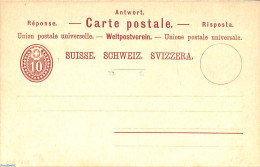 Switzerland 1879 Reply Paid Postcard 10/10c (1st And 4th Side Printed), Unused Postal Stationary - Lettres & Documents