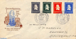Netherlands 1952 Van Rieebeeck 4v FDC, Written Address, Open Flap, First Day Cover - Lettres & Documents