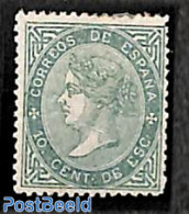 Spain 1867 10c, Bluegreen, MH, Unused (hinged) - Unused Stamps