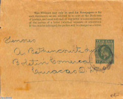 Trinidad & Tobago 1910 Wrapper Halfpenny To Curacao, Used Postal Stationary - Trindad & Tobago (1962-...)
