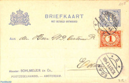 Netherlands 1911 Reply Paid Postcard With Private Text, Bohlmeijer Amsterdam, Used Postal Stationary - Cartas & Documentos