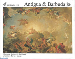 Antigua & Barbuda 1992 Olympus: Battle With The Giants S/s, Mint NH, Art - Paintings - Antigua Y Barbuda (1981-...)