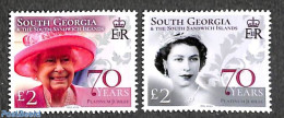 South Georgia / Falklands Dep. 2022 Queen Elizabeth II, Platinum Jubilee 2v, Mint NH, History - Kings & Queens (Royalty) - Royalties, Royals