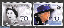 Falkland Islands 2022 Queen Elizabeth II, Platinum Jubilee 2v, Mint NH, History - Kings & Queens (Royalty) - Royalties, Royals