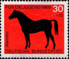 RFA Poste N** Yv: 443 Mi:580 Für Die Jugend Warmblut (Thème) - Paarden