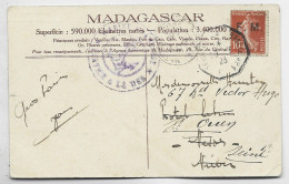 FRANCE SEMEUSE 10C FM CARTE MADAGASCAR POTERIES C. OCTOG LA REUNION A MARSEILLE N°1 1923 + MARINE FRANCAISE - Militärische Franchisemarken
