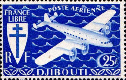 Cte Des Somalis Avion N** Yv: 5 Mi:199 Avion Quadrimoteur & Croix De Lorraine (Petit Def.gomme) - Ungebraucht