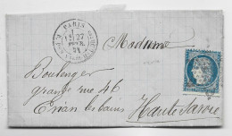 FRANCE SIEGE 20C ETOILE PARIS DES Vlles-HAUDRtes 27 Fevr 1871 LETTRE POUR EVIAN HAUTE SAVOIE - Guerre De 1870