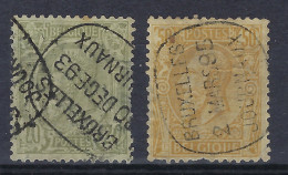 2 Zegels LEOPOLD II Nrs. 47 & 50 Met JOURNAUX Afstempelingen , Beiden Met Foutjes , Zie Ook 2 Scans   ! LOT 295 - Andere & Zonder Classificatie