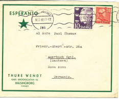 Sweden ESPERANTO Cover Sent To Russian Zone Germany Helsingborg 10-5-1948 - Cartas & Documentos