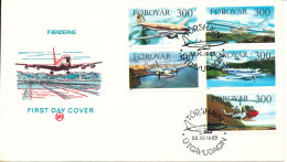 Faroe Islands FDC 28-10-1985 Complete Set Aeroplanes From A Booklet With Cachet - Färöer Inseln