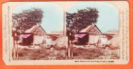 04571 / MANILA Bamboo Hut Bridge SPAIN 1899 Iles PHILIPPINES Manille Hutte Bambous Pont ESPAGNE KEYSTONE View Company  - Photos Stéréoscopiques