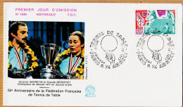 04761 / FDC TENNIS De TABLE 50e Anniversaire Fédération Française SECRETIN BERGERET 17-12-1977 PARIS ANNECY 1049 - Tischtennis