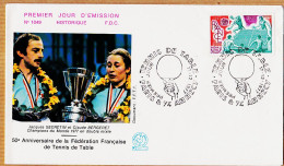 04761 / FDC TENNIS De TABLE 50e Anniversaire Fédération Française SECRETIN BERGERET 17-12-1977 PARIS ANNECY 1049 - Tafeltennis