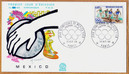 04838 / FDC JEUX OLYMPIQUES 1968 MEXICO Premier Jour 12 Octobre 68 Illustration COMBET N°653 Y & T 1573 - Summer 1968: Mexico City