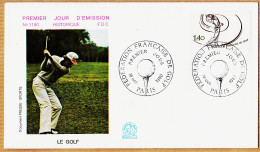 04764 / FDC Le GOLF 18 Octobre 1980 Fédération Française PARIS Premier Jour Emission N° 1180 - Golf