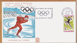 04840 / FDC Flamme JEUX OLYMPIQUES Hiver GRENOBLE 1968 PATINAGE ARTISTIQUE 1er Jour émission 628B - Hiver 1968: Grenoble