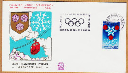 04839 / FDC JEUX OLYMPIQUES Hiver 1968 Flamme GRENOBLE Premier Jour N°594  - Invierno 1968: Grenoble