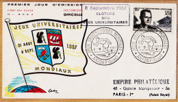 04849 / ⭐ ◉ ♥️ Flamme CLOTURE  8 Septembre 1957 FDC 1err Jour JEUX UNIVERSITAIRES MONDIAUX N°206 A N° Y&T 1120 - 1950-1959