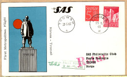 04546 / Sweden FiIRST METROPOLITAN FLIGHT 29-05-1965 KIRUNA - TROMSO Norge Cpav - Storia Postale