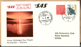 04549 / Sweden FiIRST MIDNIGHT SUN FLIGHT SAS 05-06-1965 STOCKHOLM- KIRUNA Cpav - Cartas & Documentos