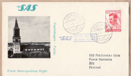 04538 / Sweden First SAS METROPOLITAN Flight 1er Avril 1964 COPENHAGEN-TURKU Cpav COPENHAGUE - Storia Postale