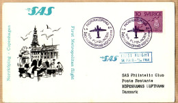 04535 / Sweden First SAS METROPOLITAN Flight 02-04-1964 NORRKÖPING-COPENHAGEN Cpav - Lettres & Documents