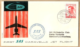 04528 / Danmark First SAS Jet Flight CARAVELLE 07-08-1960 COPENHAGEN GOTHENBURG 1er Vol COPENHAGUE Göteborg Danemark - Brieven En Documenten