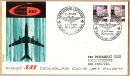 04523 / Danmark First SAS Jet Flight DC-8 DOUGLAS 1er Mai 1960 COPENHAGEN NEW-YORK 1er Vol COPENHAGUE Cpav - Storia Postale