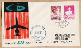 04553 / Danmark First SAS Jet Flight CARAVELLE 01-04-1960 COPENHAGEN PARIS 1er Vol COPENHAGUE Cpav - Oblitérés