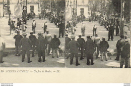 SCENES ANIMEES UN JEU DE BOULES - Stereoscope Cards