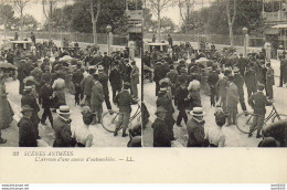 SCENES ANIMEES L'ARRIVEE D'UNE COURSE D'AUTOMOBILES - Cartoline Stereoscopiche