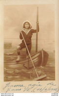 CARTE PHOTO JEANNE AGEE DE 7 ANS ET DEMI 11/9/1912 JOUE AU MARIN - To Identify