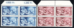 2791. .GERMANY, SAAR 1950, SC. 226,C12 ,MI.297-298,VERY FINE MNH BLOCKS OF 4,BIRDS - Ungebraucht