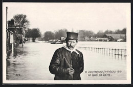 AK Courbevoie, Inondation 1910, Le Quai De Seine  - Inundaciones