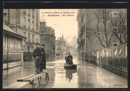 AK Asnières, Crue De La Seine 1910, Rue D`Anjou  - Inondazioni