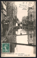 AK Courbevoie, Inondations De Janvier 1910, Rue Louis-Blanc  - Overstromingen