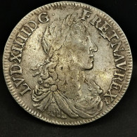 1/2 ECU ARGENT LOUIS XIV AU BUSTE JUVENILE 1660 9 RENNES 33mm13.5g FRANCE SILVER - 1643-1715 Louis XIV The Great
