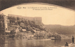 BELGIQUE - Huy - La Collégiale Et Son Rondia, La Forteresse, Le Nouveau Pont Et La Meuse - Carte Postale Ancienne - Hoei