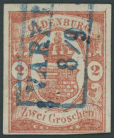 OLDENBURG 13 O, 1861, 2 Gr. Schwärzlichrotorange, Unten Rechts Lupenrandig Sonst Vollrandiges Farbfrisches Prachtstück,  - Oldenbourg